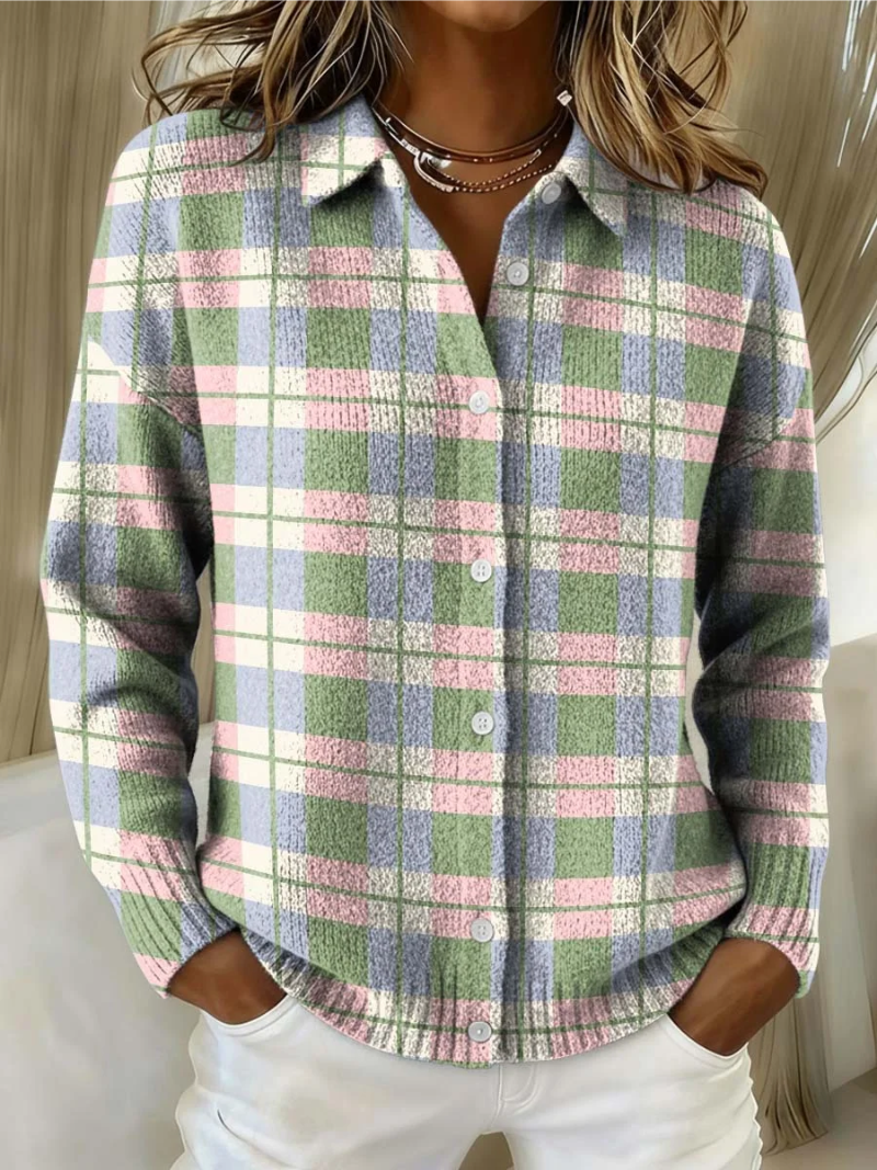 Solariyssae | Pastel Plaid Button Cardigan