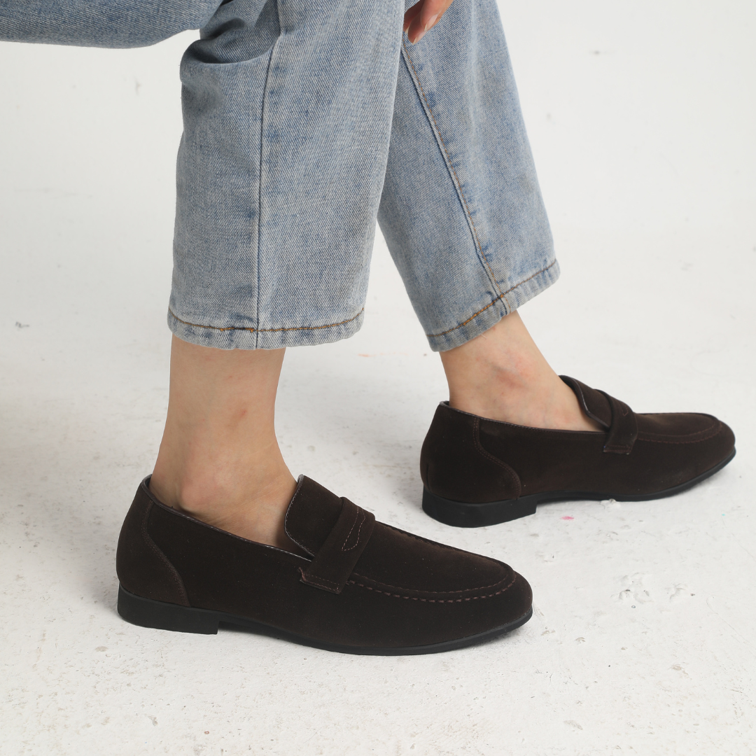 Laiya™ | Oud Money loafers met suède bandjes