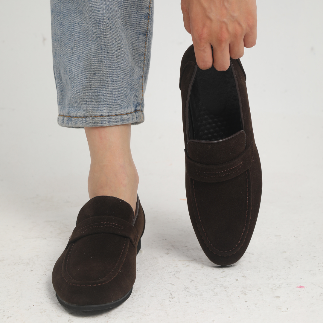 Laiya™ | Oud Money loafers met suède bandjes