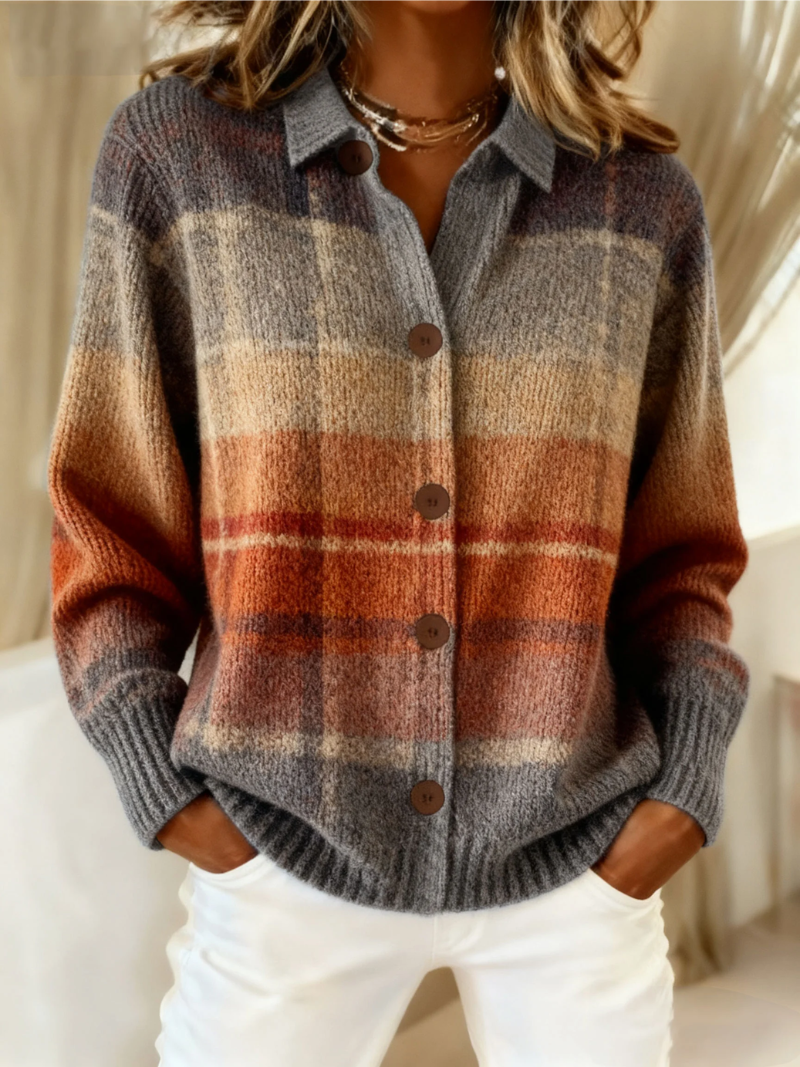 Xanthelaria | Autumn Ombre Plaid Cardigan