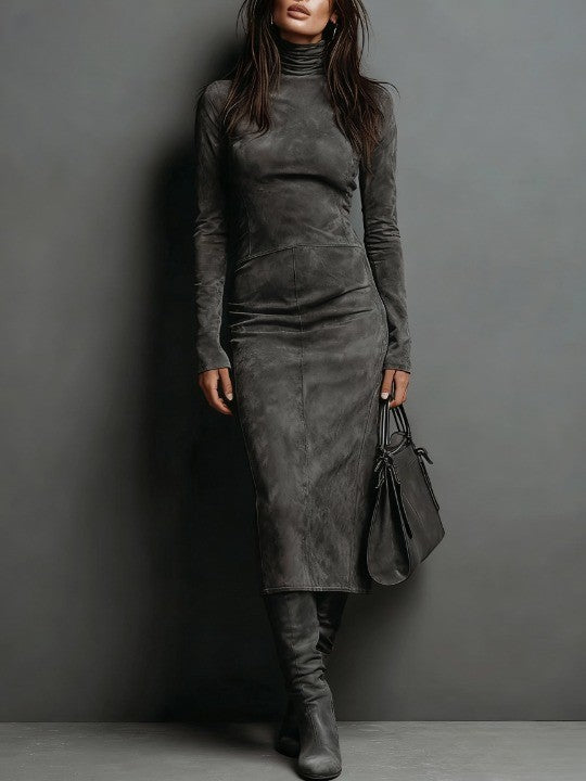 Mildred Elegant Suede Maxi Dress
